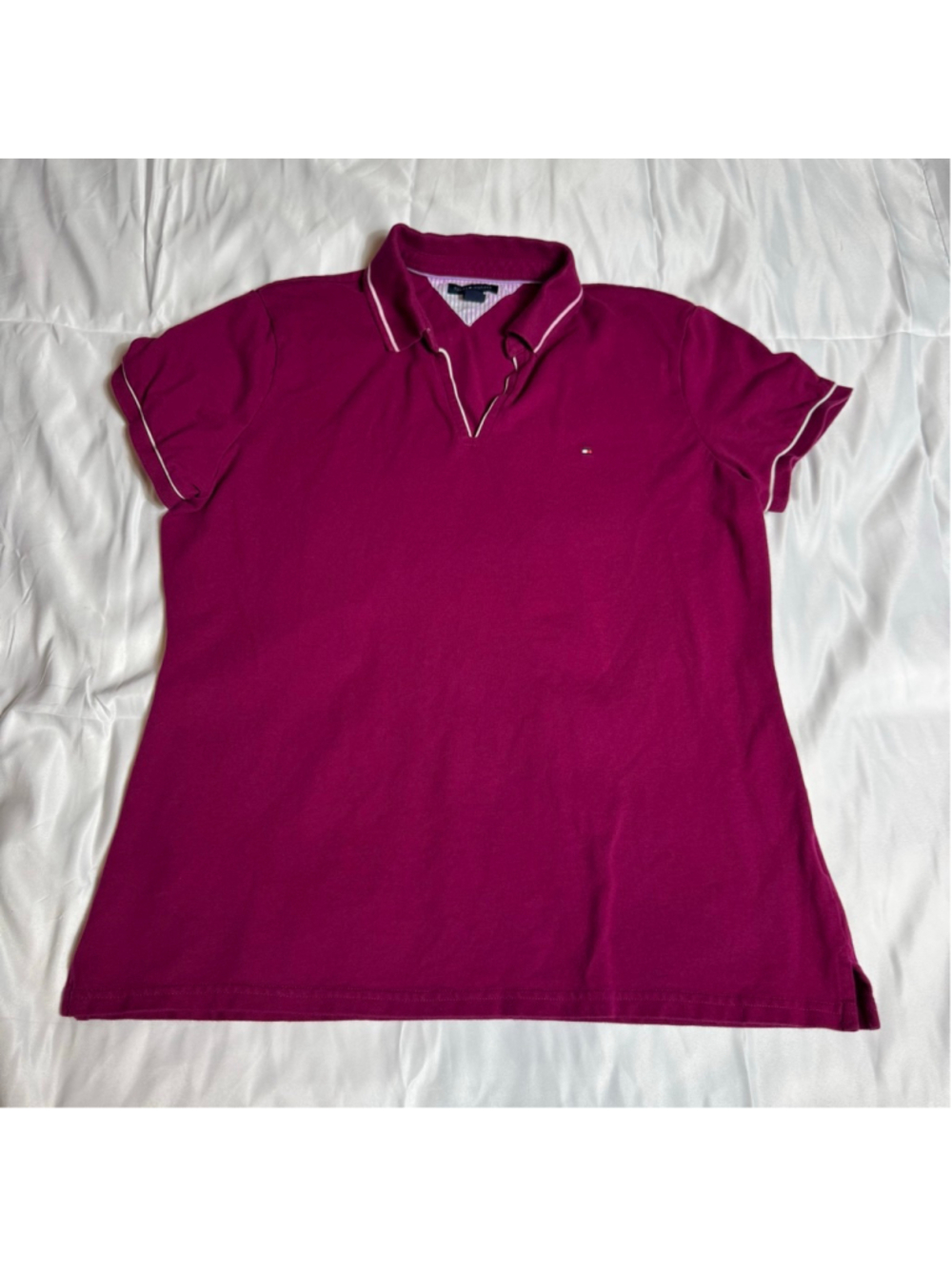 Women's Tommy Hilfiger Magenta Short Sleeve Tee XL with White Trim